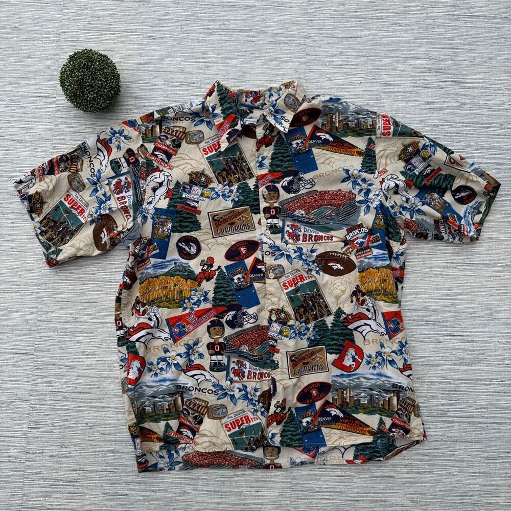 Vintage Reyn Spooner Denver Broncos Super Bowl Champions Hawaiian Shirt L